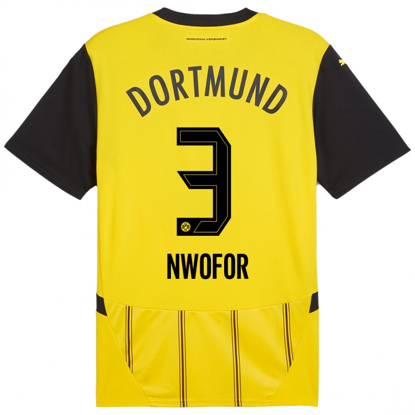 Enfant Maillot Jamie Nwofor #3 Jaune Noir Tenues Domicile 2024/25 T-Shirt Belgique