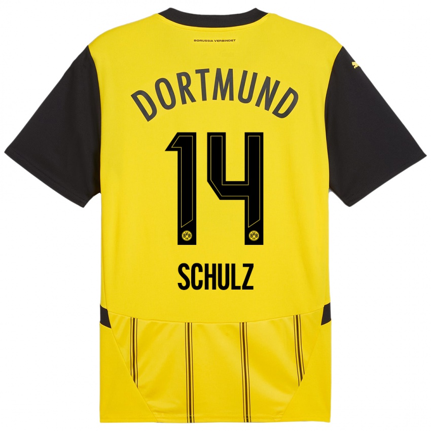 Enfant Maillot Nico Schulz #14 Jaune Noir Tenues Domicile 2024/25 T-Shirt Belgique