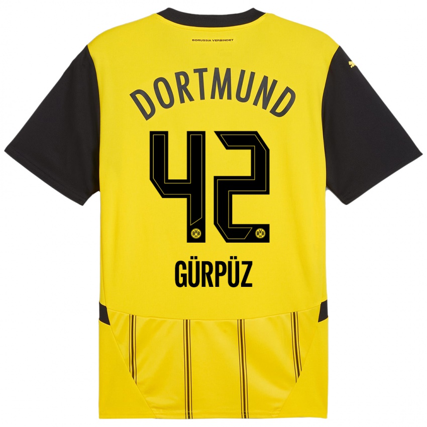 Enfant Maillot Goktan Gurpuz #42 Jaune Noir Tenues Domicile 2024/25 T-Shirt Belgique