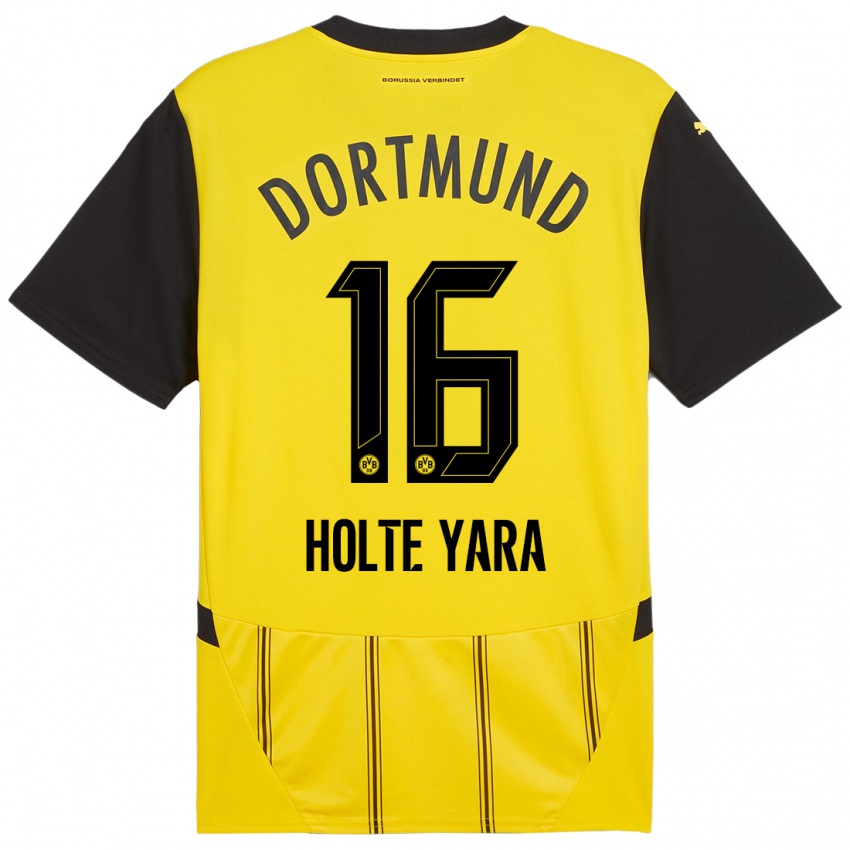 Enfant Maillot Ten Holte Yara #16 Jaune Noir Tenues Domicile 2024/25 T-Shirt Belgique