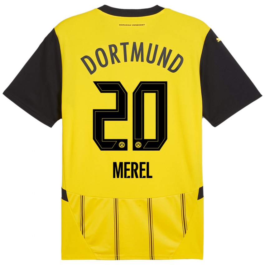 Enfant Maillot Freriks Merel #20 Jaune Noir Tenues Domicile 2024/25 T-Shirt Belgique