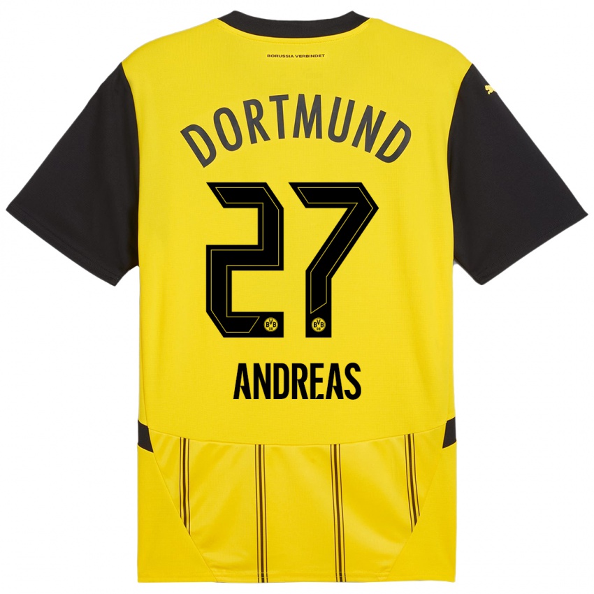 Enfant Maillot Kuno Andreas #27 Jaune Noir Tenues Domicile 2024/25 T-Shirt Belgique