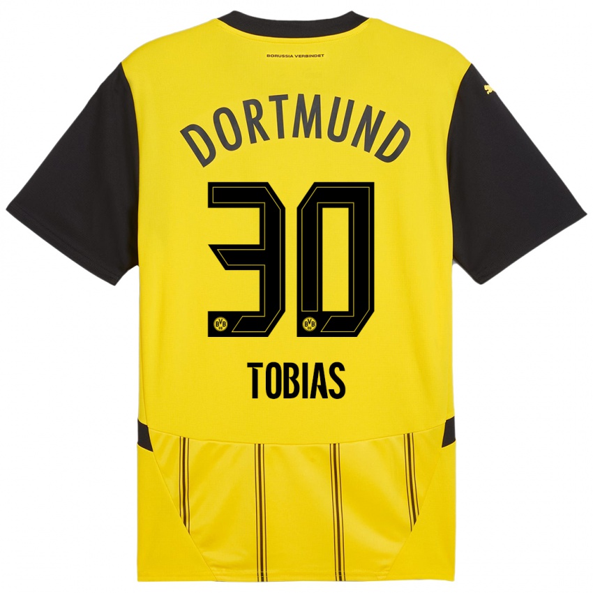 Enfant Maillot Vogt Tobias #30 Jaune Noir Tenues Domicile 2024/25 T-Shirt Belgique