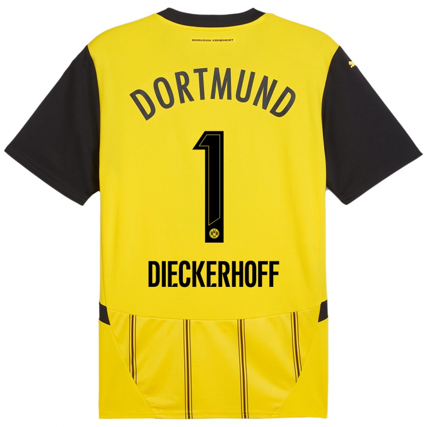 Enfant Maillot Max Dieckerhoff #1 Jaune Noir Tenues Domicile 2024/25 T-Shirt Belgique