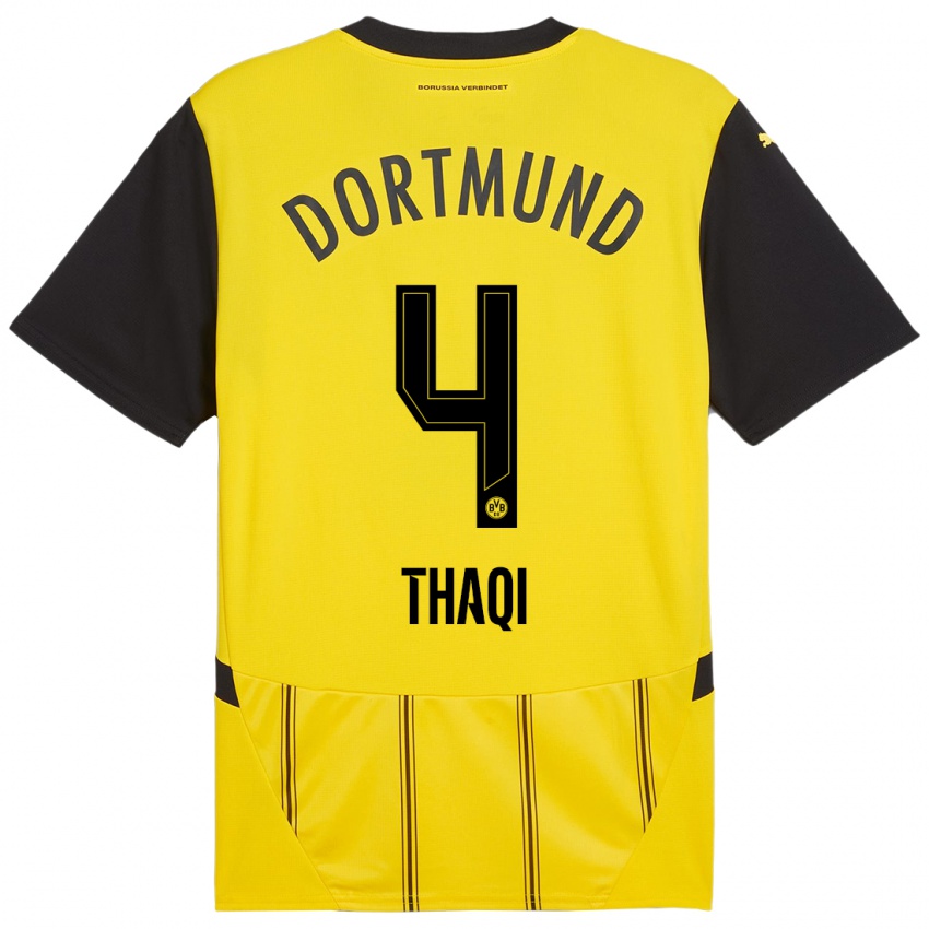 Kinderen Albin Thaqi #4 Geel Zwart Thuisshirt Thuistenue 2024/25 T-Shirt België