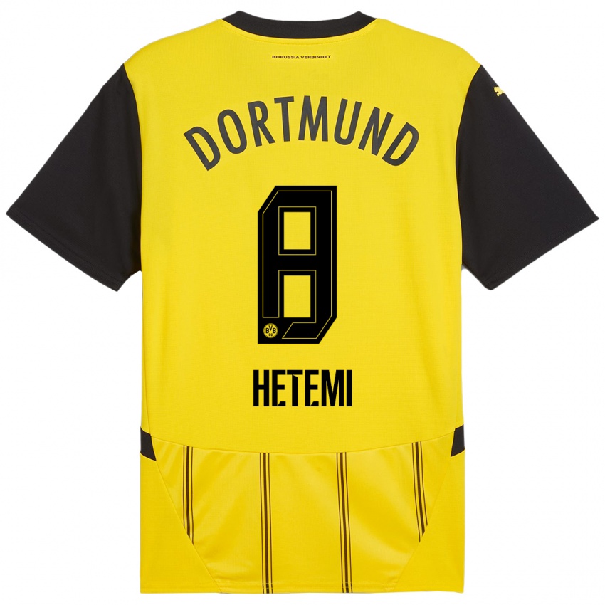 Enfant Maillot Rilind Hetemi #8 Jaune Noir Tenues Domicile 2024/25 T-Shirt Belgique