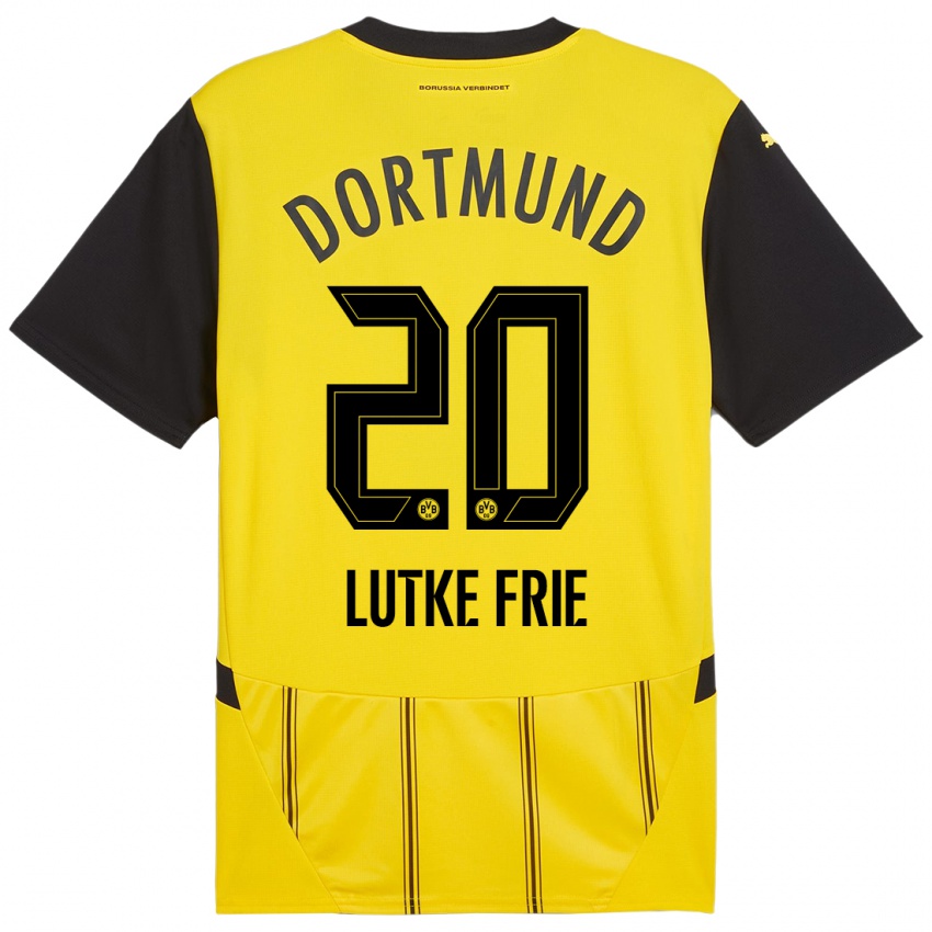 Kinderen Dennis Lutke-Frie #20 Geel Zwart Thuisshirt Thuistenue 2024/25 T-Shirt België