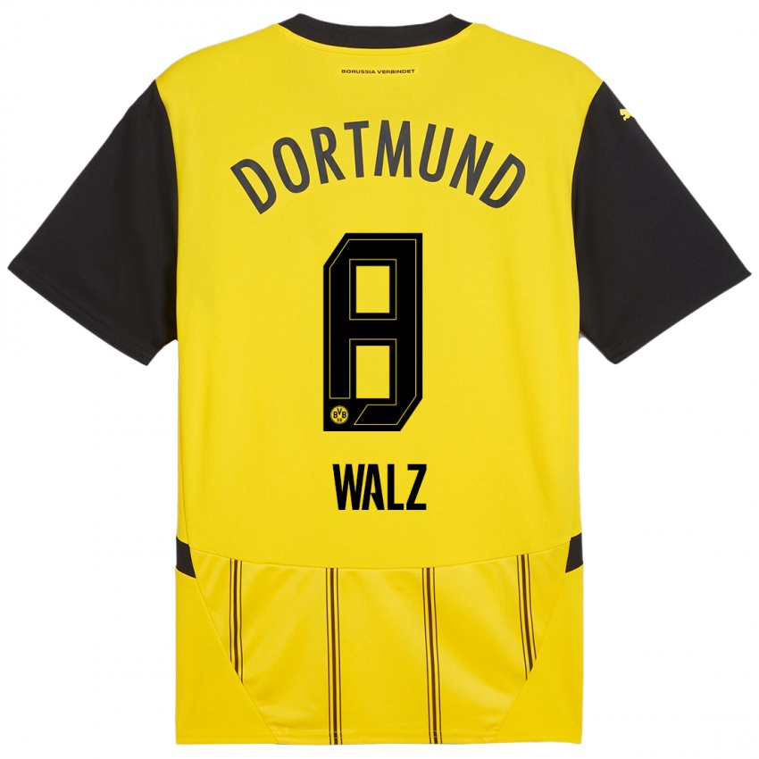 Enfant Maillot Vasco Walz #8 Jaune Noir Tenues Domicile 2024/25 T-Shirt Belgique