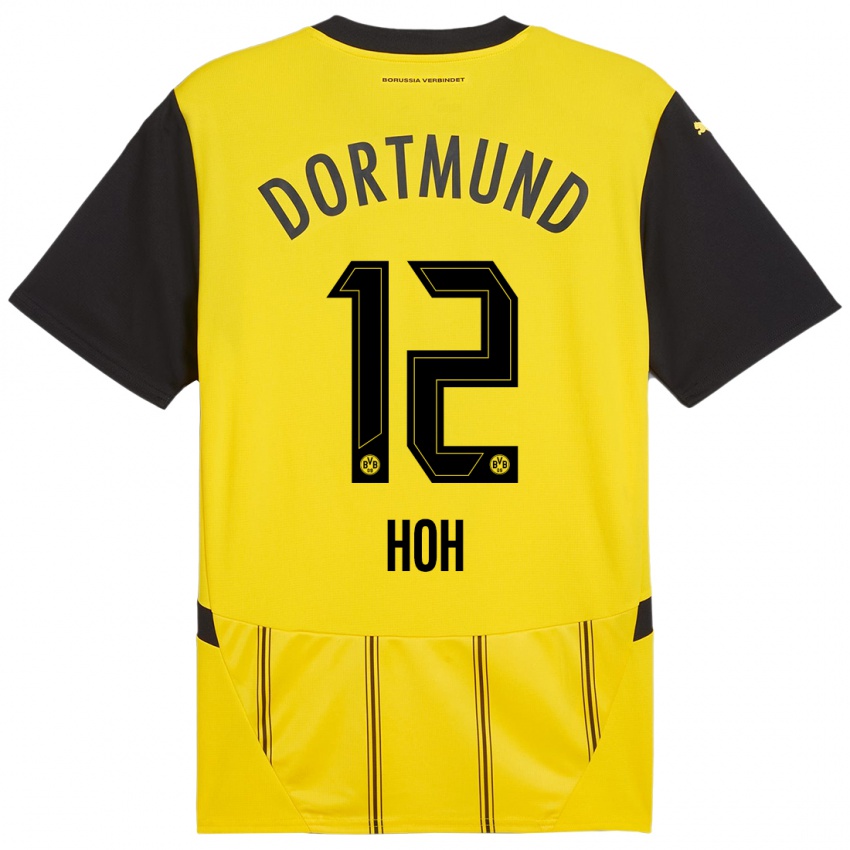 Enfant Maillot Hendrik Hoh #12 Jaune Noir Tenues Domicile 2024/25 T-Shirt Belgique