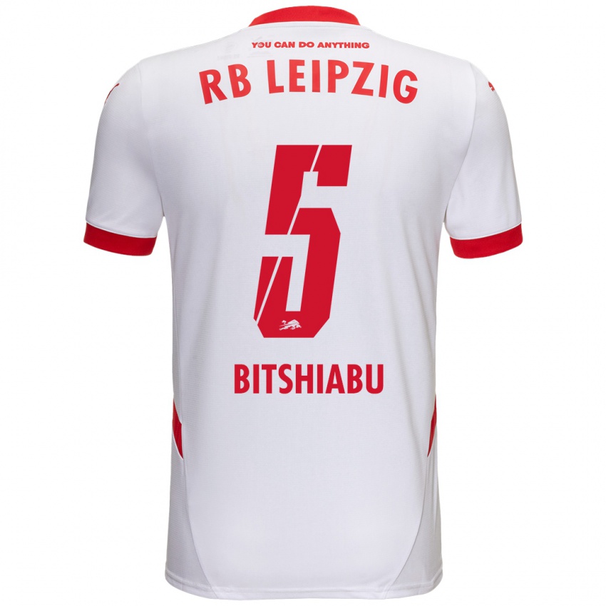 Enfant Maillot El Chadaille Bitshiabu #5 Blanc Rouge Tenues Domicile 2024/25 T-Shirt Belgique