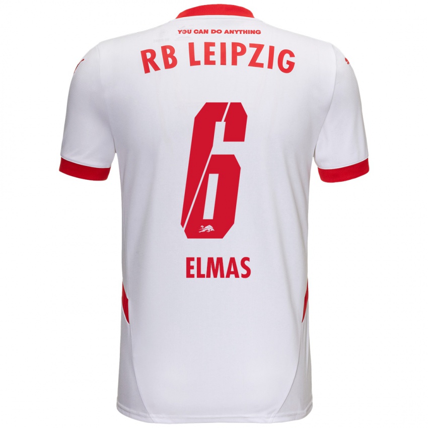 Enfant Maillot Eljif Elmas #6 Blanc Rouge Tenues Domicile 2024/25 T-Shirt Belgique