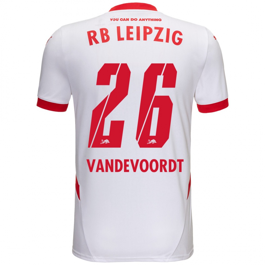 Enfant Maillot Maarten Vandevoordt #26 Blanc Rouge Tenues Domicile 2024/25 T-Shirt Belgique