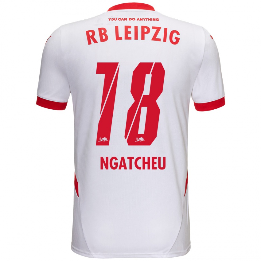 Enfant Maillot Yohan Ngatcheu #18 Blanc Rouge Tenues Domicile 2024/25 T-Shirt Belgique