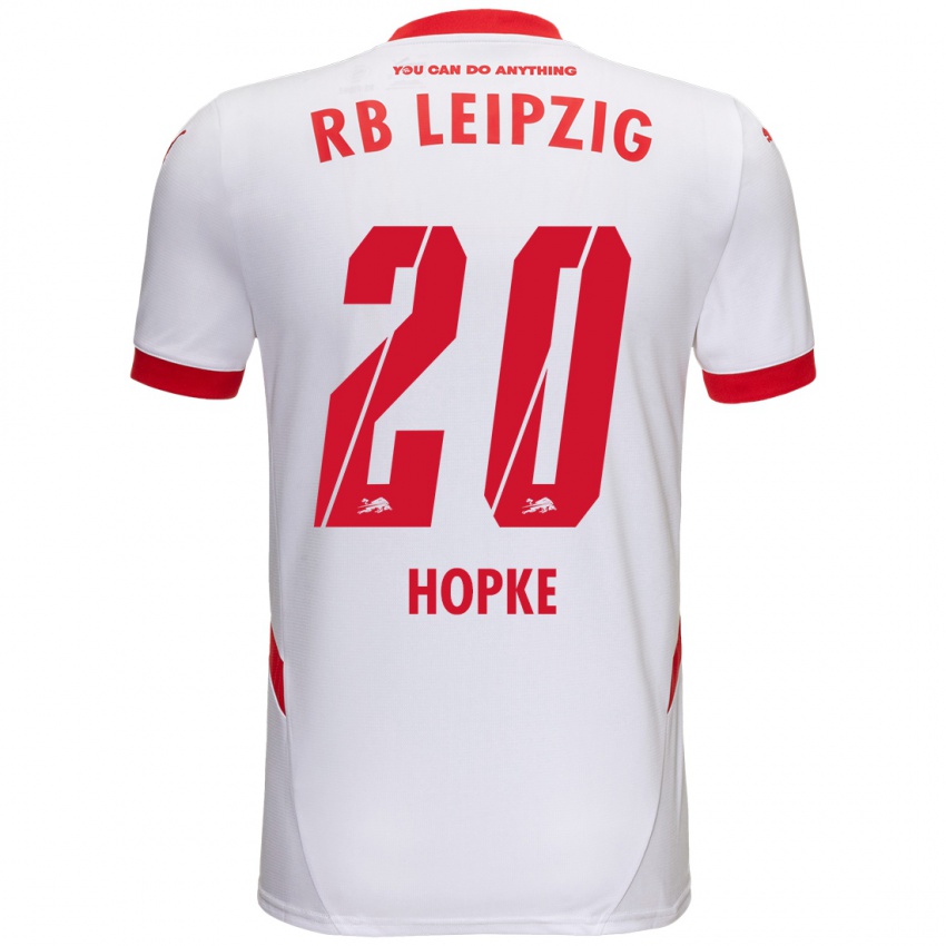 Enfant Maillot Hannes Hopke #20 Blanc Rouge Tenues Domicile 2024/25 T-Shirt Belgique