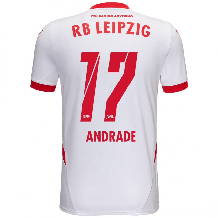 Enfant Maillot Lydia Andrade #17 Blanc Rouge Tenues Domicile 2024/25 T-Shirt Belgique