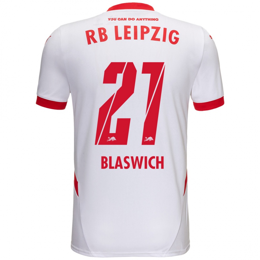 Enfant Maillot Janis Blaswich #21 Blanc Rouge Tenues Domicile 2024/25 T-Shirt Belgique