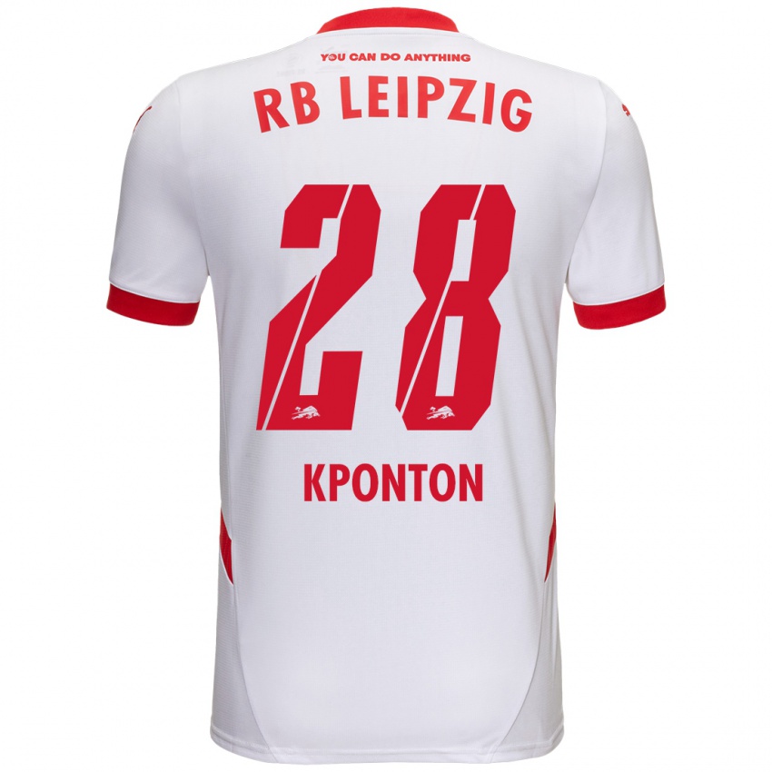 Enfant Maillot Marwan Kponton #28 Blanc Rouge Tenues Domicile 2024/25 T-Shirt Belgique