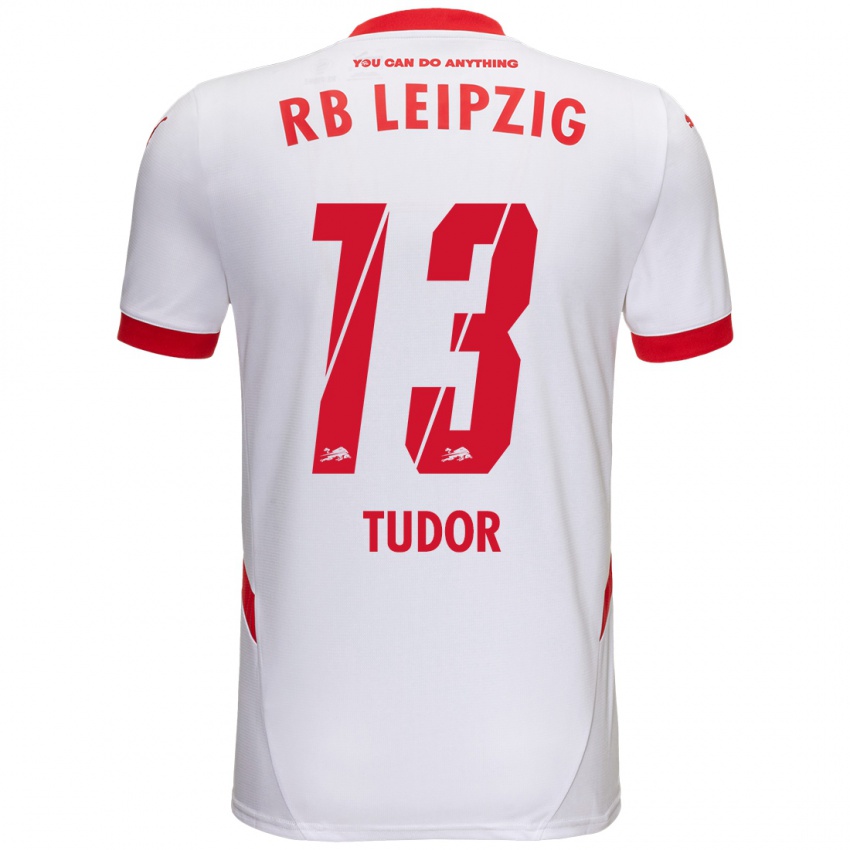 Enfant Maillot Aaron Tudor #13 Blanc Rouge Tenues Domicile 2024/25 T-Shirt Belgique