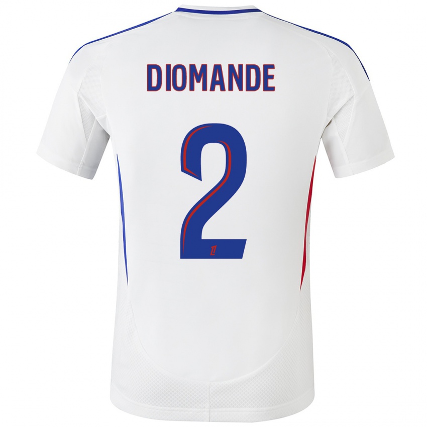 Enfant Maillot Sinaly Diomande #2 Blanc Bleu Tenues Domicile 2024/25 T-Shirt Belgique