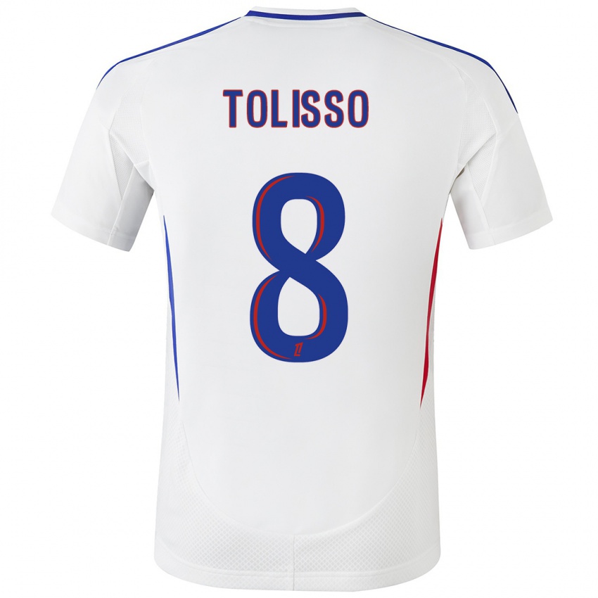 Kinderen Corentin Tolisso #8 Wit Blauw Thuisshirt Thuistenue 2024/25 T-Shirt België