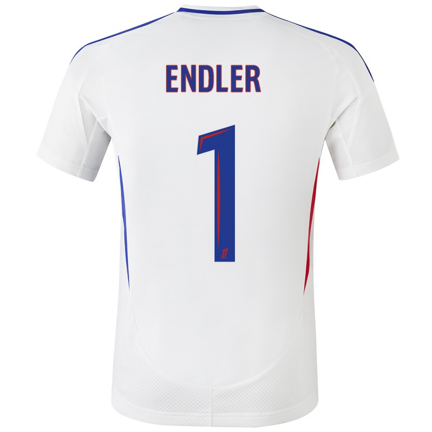 Enfant Maillot Christiane Endler #1 Blanc Bleu Tenues Domicile 2024/25 T-Shirt Belgique