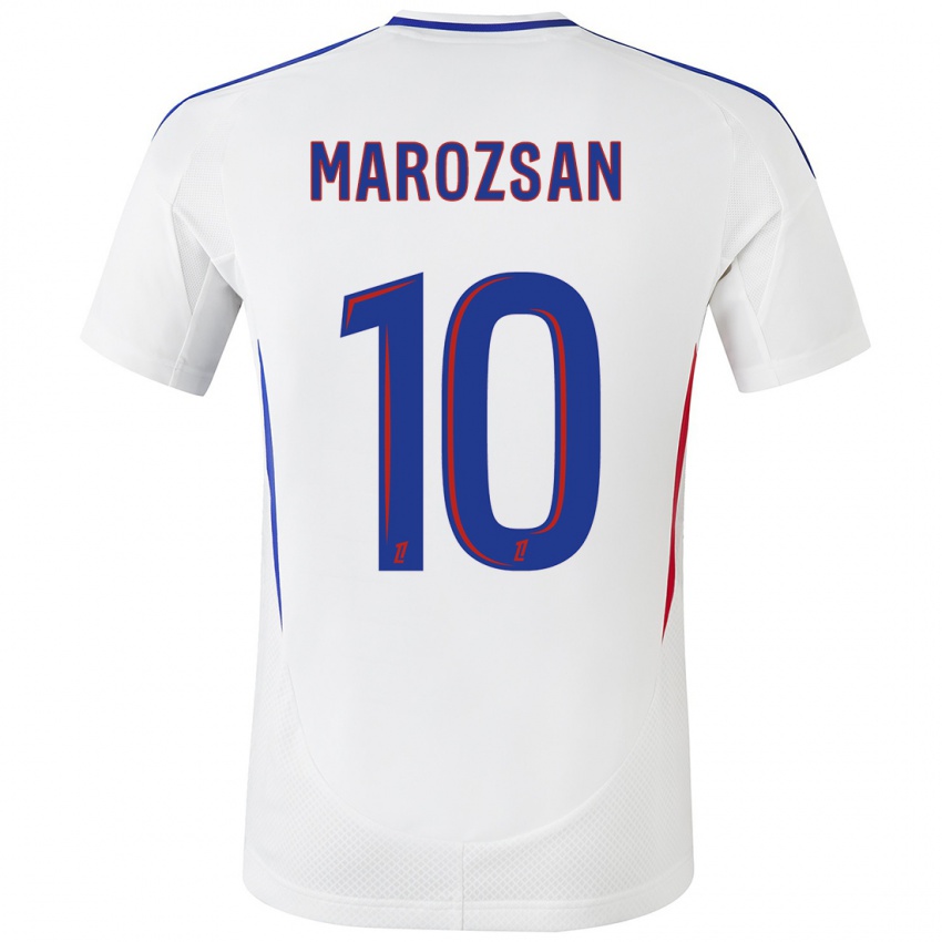 Kinderen Dzsenifer Marozsan #10 Wit Blauw Thuisshirt Thuistenue 2024/25 T-Shirt België