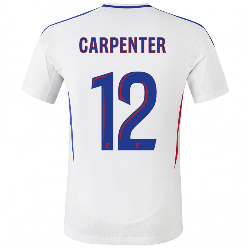 Enfant Maillot Ellie Carpenter #12 Blanc Bleu Tenues Domicile 2024/25 T-Shirt Belgique