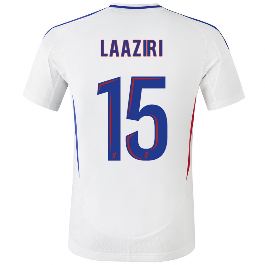 Enfant Maillot Achraf Laaziri #15 Blanc Bleu Tenues Domicile 2024/25 T-Shirt Belgique