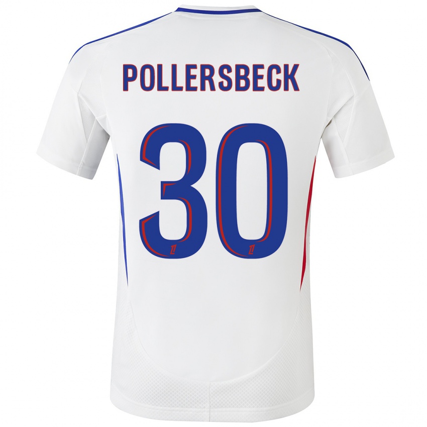 Enfant Maillot Julian Pollersbeck #30 Blanc Bleu Tenues Domicile 2024/25 T-Shirt Belgique