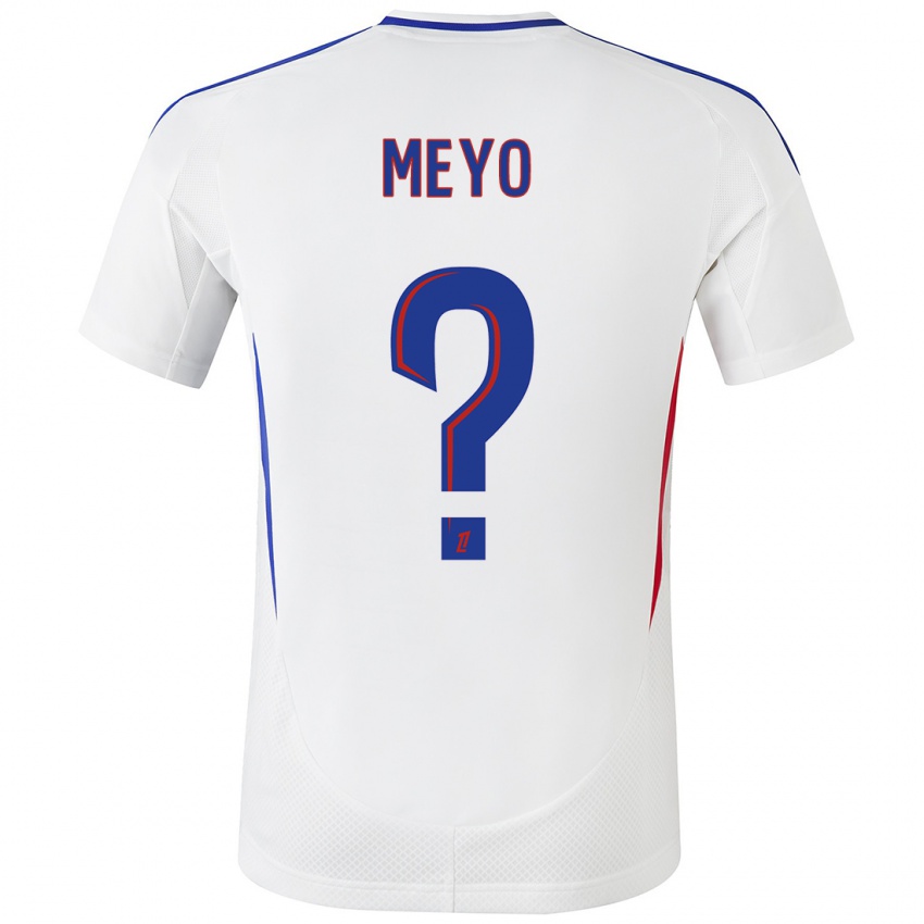 Enfant Maillot Bryan Meyo #0 Blanc Bleu Tenues Domicile 2024/25 T-Shirt Belgique