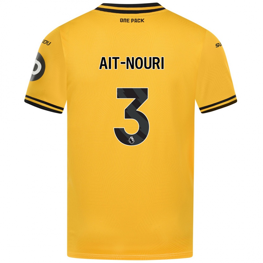 Enfant Maillot Rayan Ait Nouri #3 Jaune Tenues Domicile 2024/25 T-Shirt Belgique