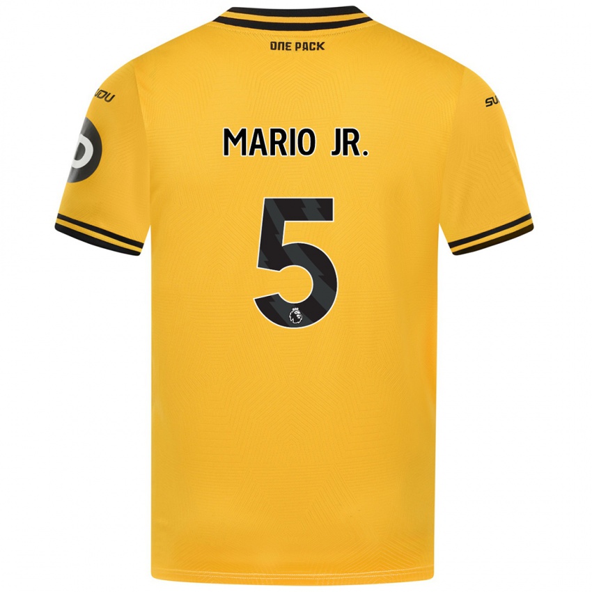 Enfant Maillot Mario Lemina #5 Jaune Tenues Domicile 2024/25 T-Shirt Belgique