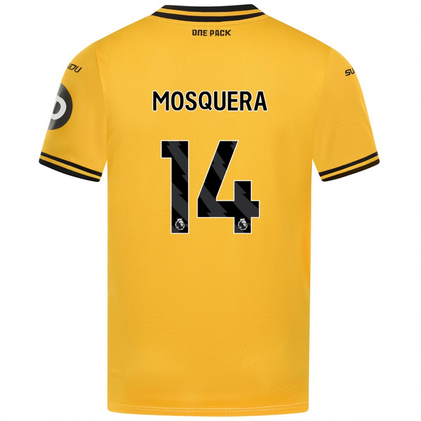 Enfant Maillot Yerson Mosquera #14 Jaune Tenues Domicile 2024/25 T-Shirt Belgique