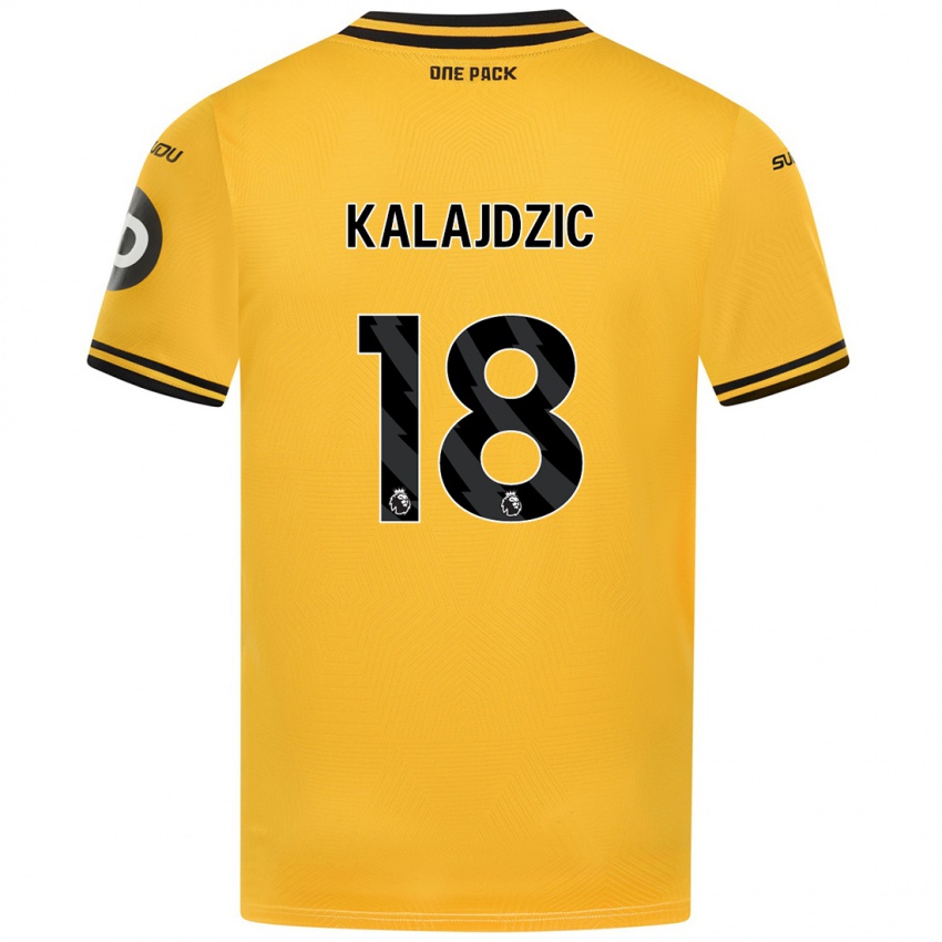 Enfant Maillot Sasa Kalajdzic #18 Jaune Tenues Domicile 2024/25 T-Shirt Belgique