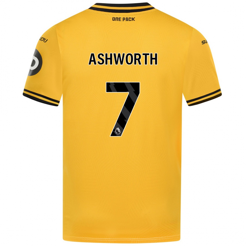 Enfant Maillot Fin Ashworth #7 Jaune Tenues Domicile 2024/25 T-Shirt Belgique