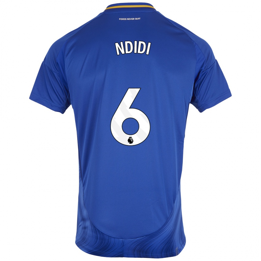 Enfant Maillot Wilfred Ndidi #6 Bleu Blanc Tenues Domicile 2024/25 T-Shirt Belgique