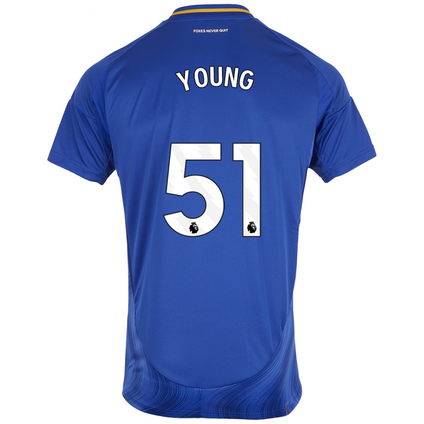 Enfant Maillot Brad Young #51 Bleu Blanc Tenues Domicile 2024/25 T-Shirt Belgique