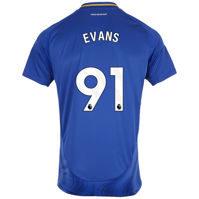 Enfant Maillot Jake Evans #91 Bleu Blanc Tenues Domicile 2024/25 T-Shirt Belgique