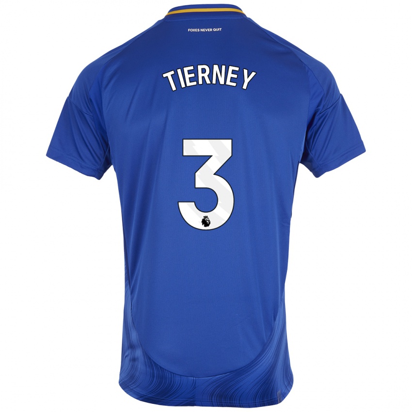 Enfant Maillot Sam Tierney #3 Bleu Blanc Tenues Domicile 2024/25 T-Shirt Belgique