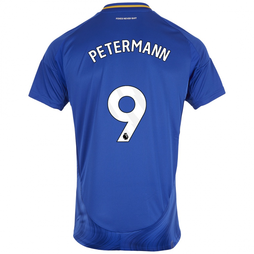 Enfant Maillot Lena Petermann #9 Bleu Blanc Tenues Domicile 2024/25 T-Shirt Belgique