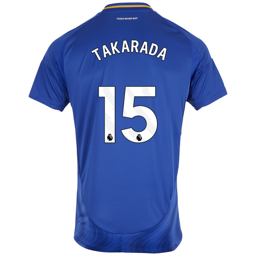 Enfant Maillot Saori Takarada #15 Bleu Blanc Tenues Domicile 2024/25 T-Shirt Belgique