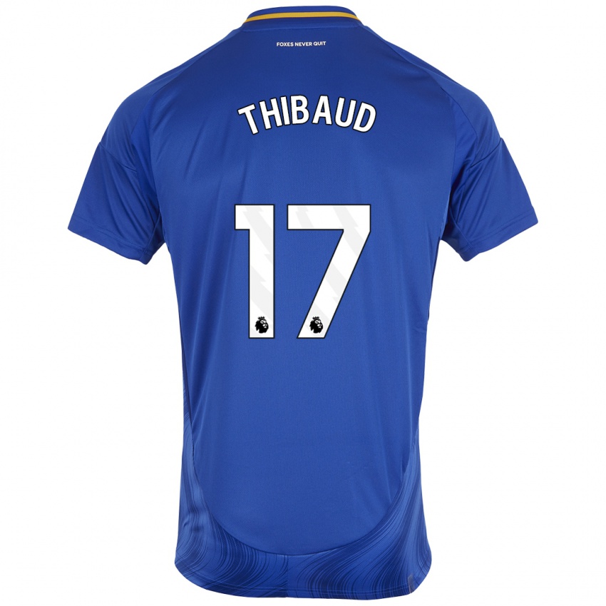 Enfant Maillot Julie Thibaud #17 Bleu Blanc Tenues Domicile 2024/25 T-Shirt Belgique