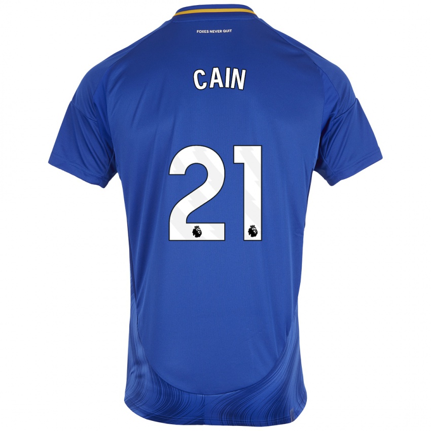 Enfant Maillot Hannah Cain #21 Bleu Blanc Tenues Domicile 2024/25 T-Shirt Belgique