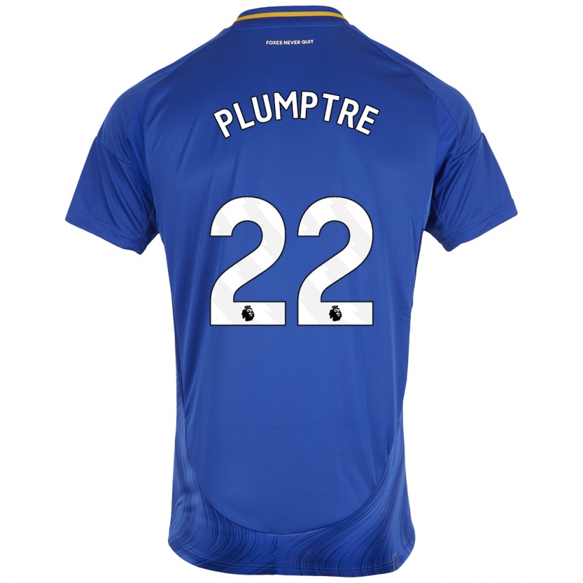 Enfant Maillot Ashleigh Plumptre #22 Bleu Blanc Tenues Domicile 2024/25 T-Shirt Belgique