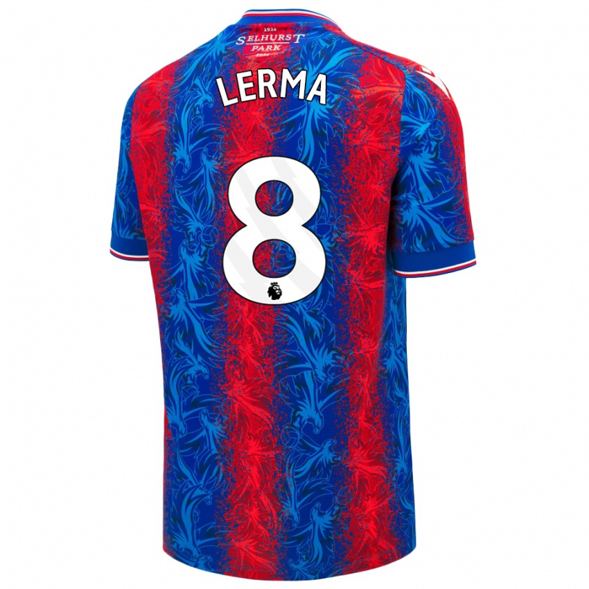 Enfant Maillot Jefferson Lerma #8 Rayures Rouges Et Bleues Tenues Domicile 2024/25 T-Shirt Belgique