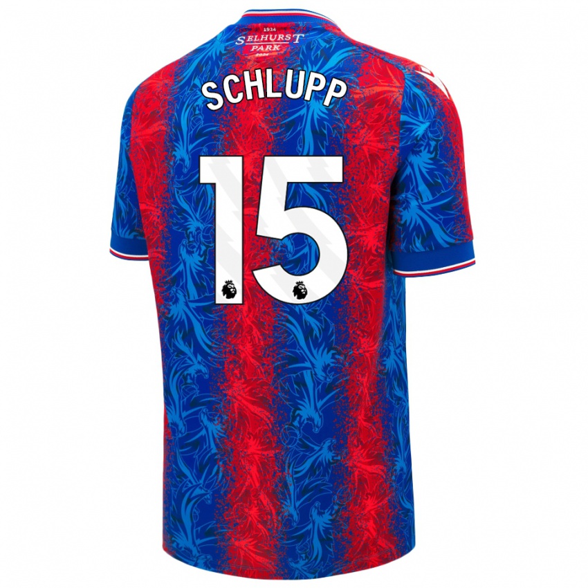 Enfant Maillot Jeffrey Schlupp #15 Rayures Rouges Et Bleues Tenues Domicile 2024/25 T-Shirt Belgique