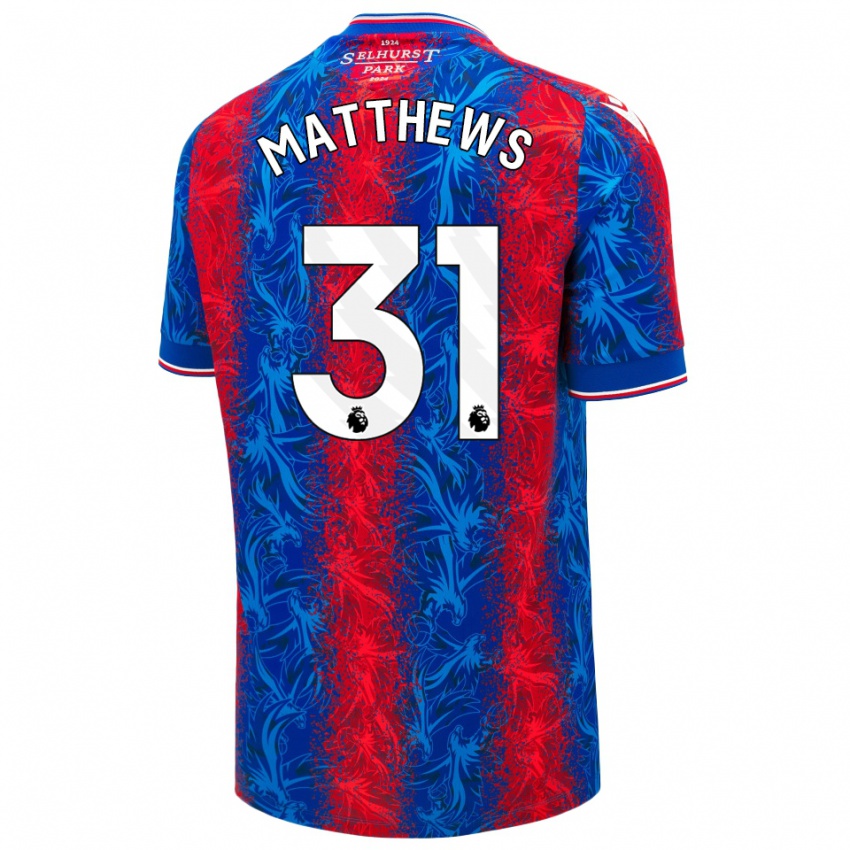 Enfant Maillot Remi Matthews #31 Rayures Rouges Et Bleues Tenues Domicile 2024/25 T-Shirt Belgique