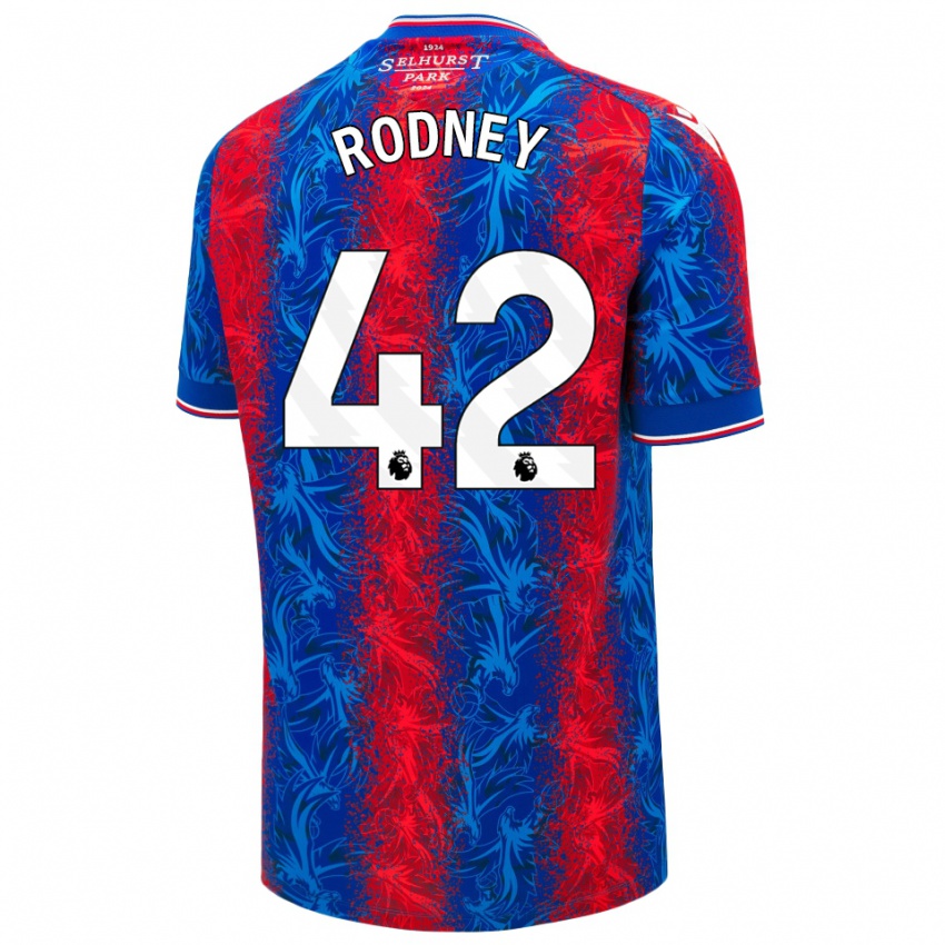 Enfant Maillot Kaden Rodney #42 Rayures Rouges Et Bleues Tenues Domicile 2024/25 T-Shirt Belgique