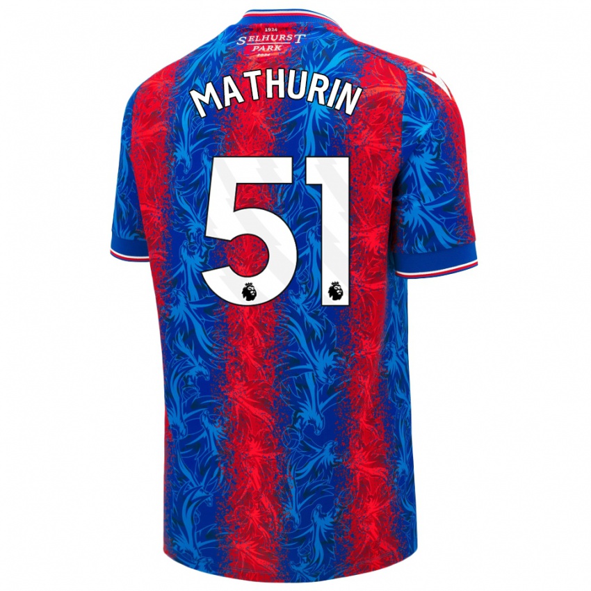 Enfant Maillot Roshaun Mathurin #51 Rayures Rouges Et Bleues Tenues Domicile 2024/25 T-Shirt Belgique