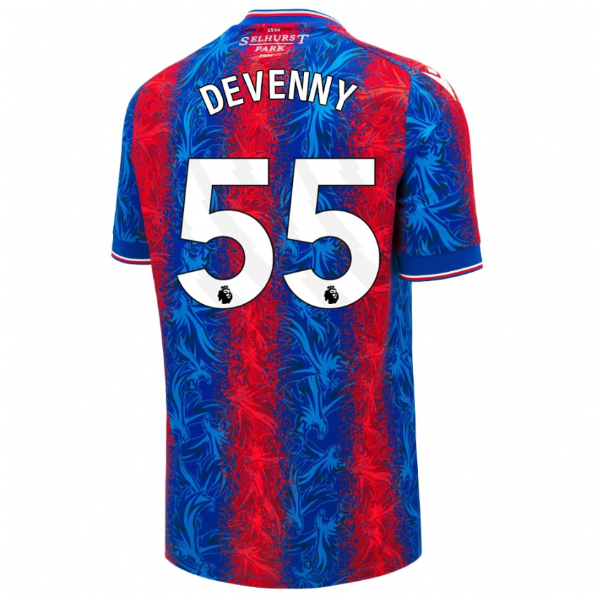 Enfant Maillot Justin Devenny #55 Rayures Rouges Et Bleues Tenues Domicile 2024/25 T-Shirt Belgique